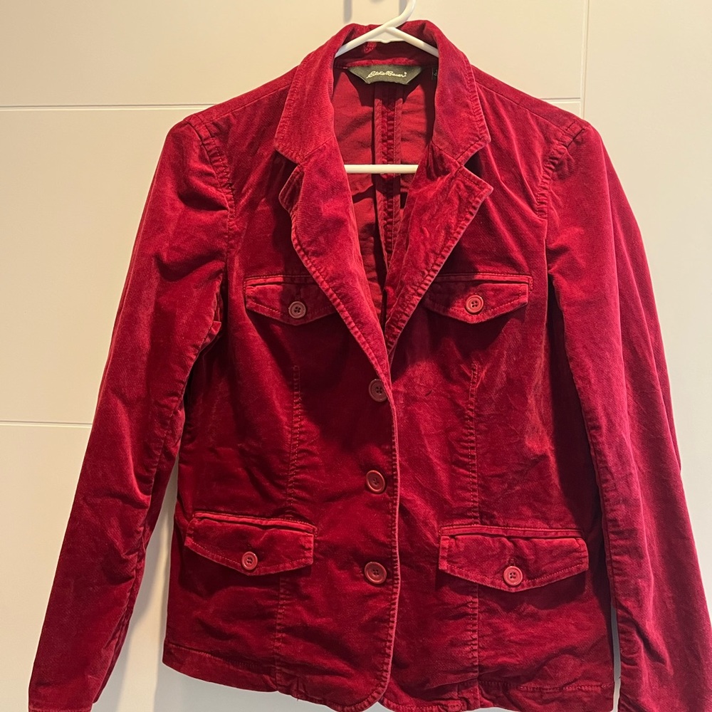 Eddie Bauer Red Velvet Blazer Size S